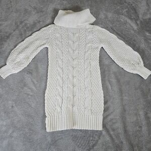 BabyGap Sweater Girls 4T Cream Cowl‎ Neck Cable Knit Dress Cozy Winter Christmas